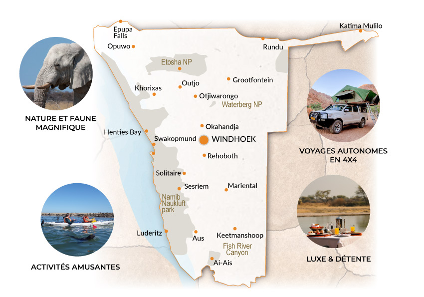 Explore Namibia vous propose des vacances organisées en auto-conduite et visites guidées privées en Namibie