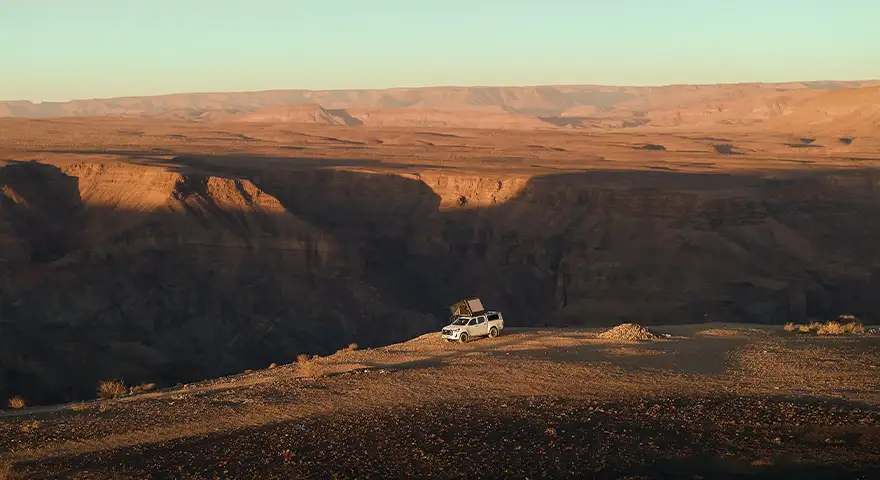 4x4 Rental Car in Namibian Desert with one rooftop tent